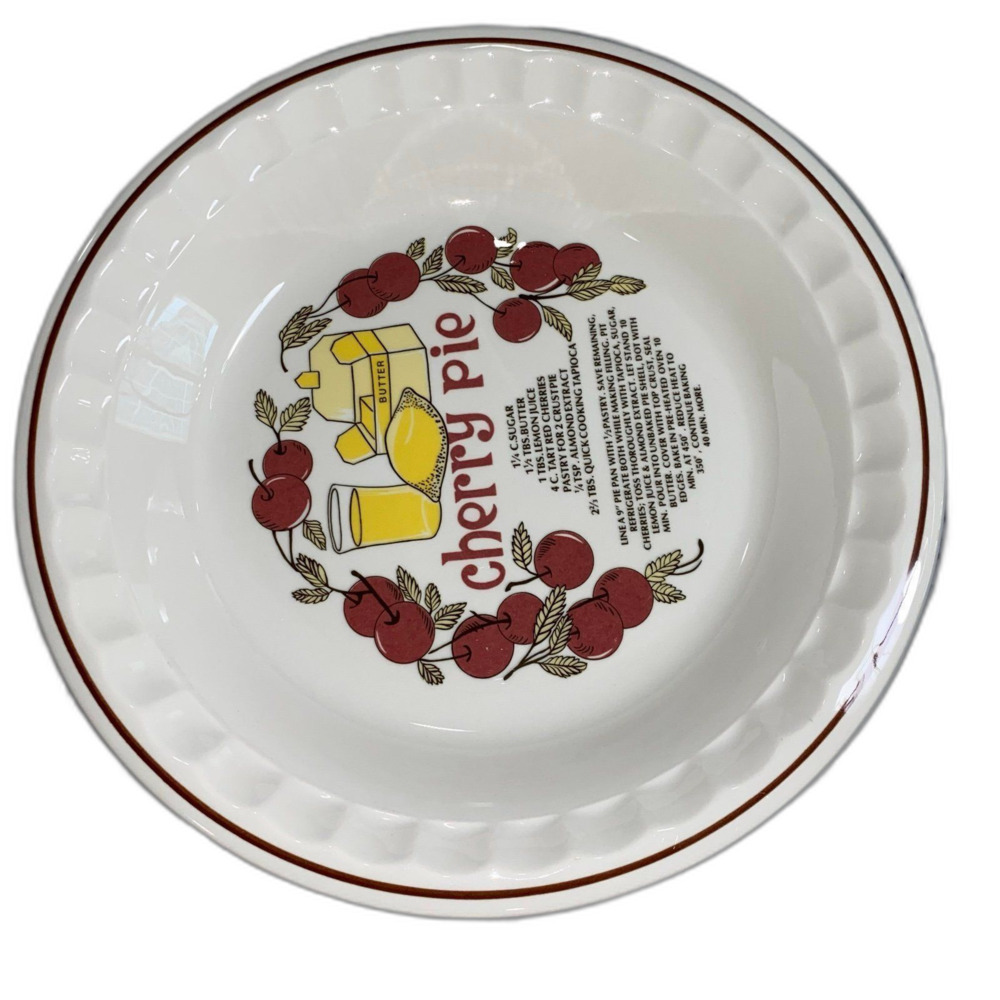 Vintage Hankook Cherry Pie Dish with full Recipe. - Picture 3 of 8